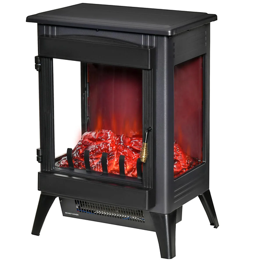 Etna 2kW Freestanding Electric Fireplace Stove with LED Flame Effect - Black