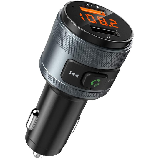 (Upgraded Version) Bluetooth FM Transmitter for Car, Wireless Radio Transmitter Adapter Car Kit, MP3 Music Player, Dual