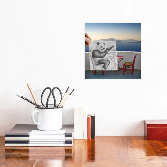 Pencil vs. Camera 41 - Lonely Panda by Ben Heine - Wrapped Canvas Photograph