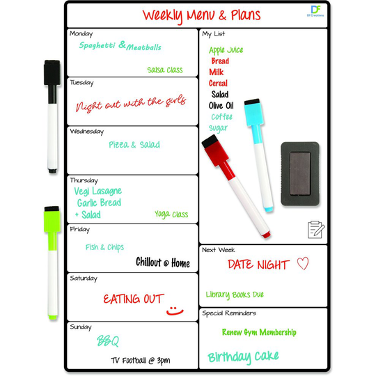 Magnetic Whiteboard Weekly Planner - Multi-Purpose Fridge Board A3