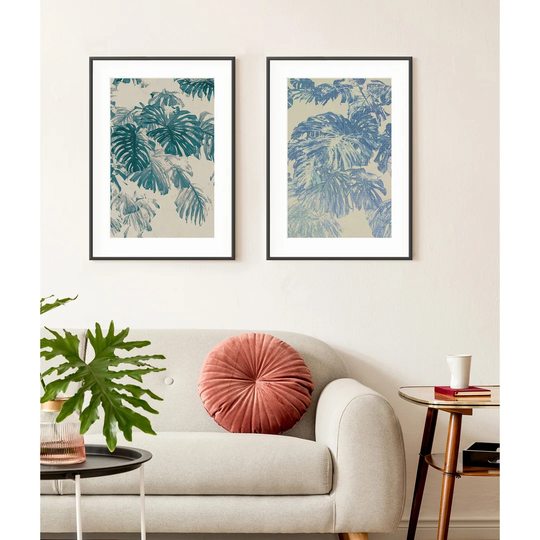 Monstera Diptych - 2 Piece Picture Frame Graphic Art Print Set on Paper