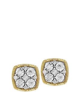 Love Diamond Gold 0.10Ct Diamond Stud Earrings