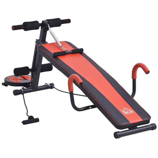 HOMCOM Adjustable Sit Up Bench With Twist Waist Disc For Home Office Gym