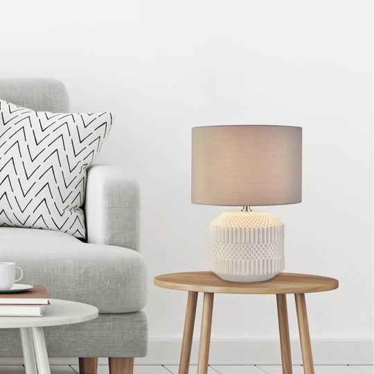 Shirly White Textured Ceramic Table Lamp