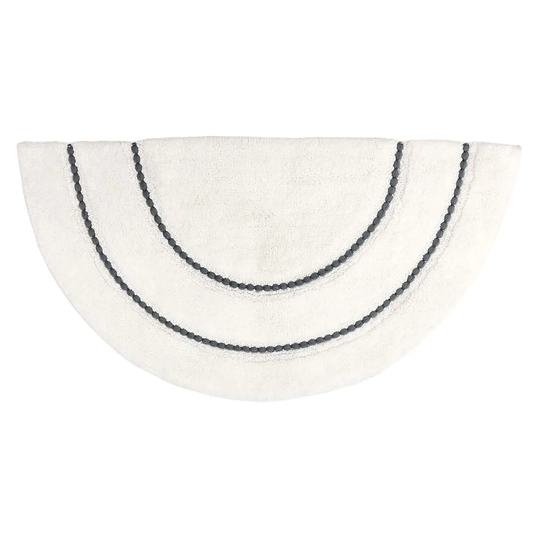 Furn. Semi Circle Braided Cotton Anti-slip Bath Mat Charcoal