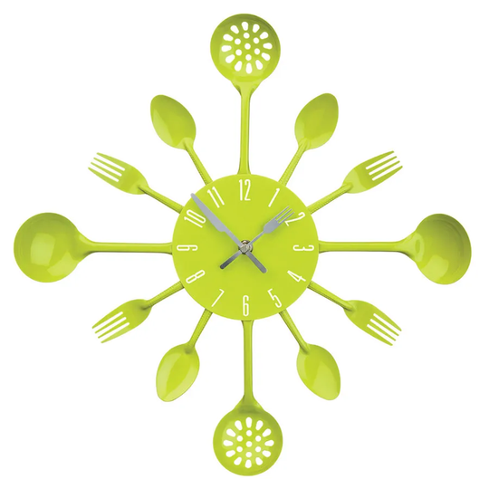 Premier Housewares Cutlery Wall Clock - Lime Green