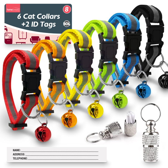 6pk Quick Release Cat Collar With Bell & 2 ID Tags