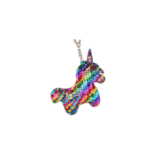 CrownOfRibbons Unicorn keyring with sequins, magical rainbow keychain, girls birthday party favour, stocking fillers, kids pocket money gifts