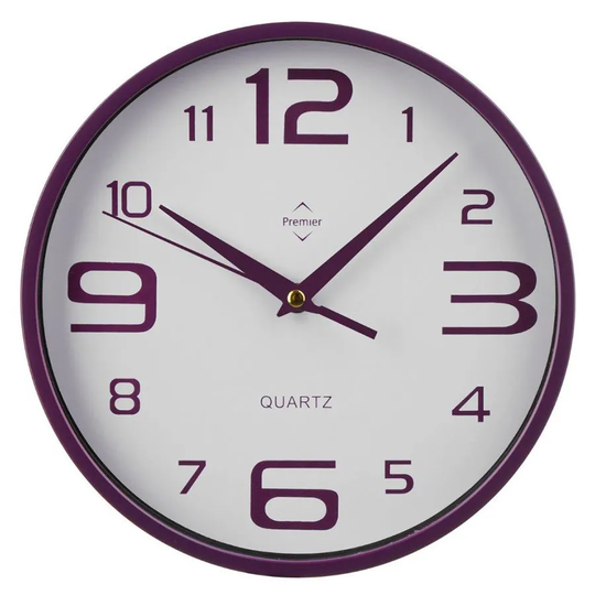 Premier Housewares Plastic Wall Clock - Purple and White