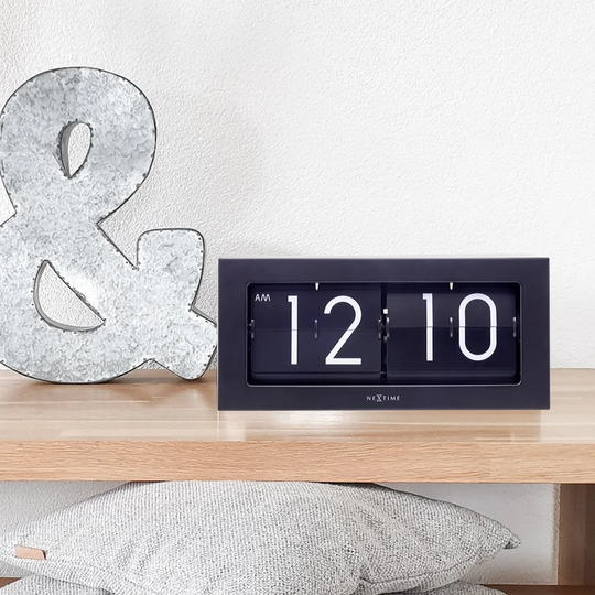 Digital Stainless Steel Quartz Tabletop Clock in Black
