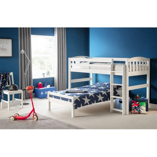 Julian Bowen Max L Shaped Combination Bunk Bed in Stone White