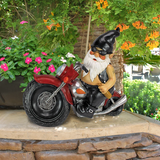 Biker Gnome in Leather Figurine