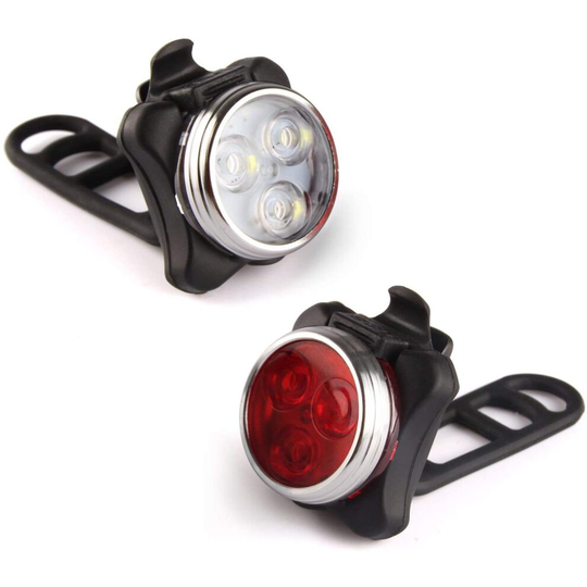 USB Rechargeable Bike Light Set,Super Bright Front Headlight and Rear LED Bicycle Light,650mah Lithium Battery,4 Light Mode Options