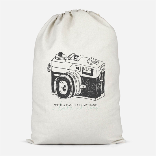 With A Camera In My Hand, I Know No Fear Cotton Storage Bag - Small