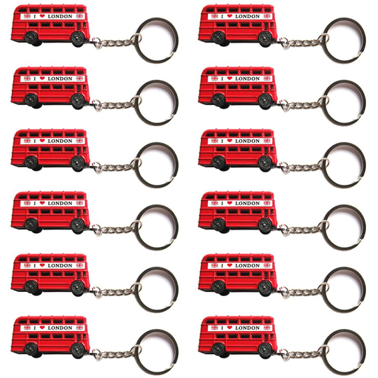 Top 12 London Red Bus Metal Key Rings - British Souvenir Gift 3D Die Cast London Bus