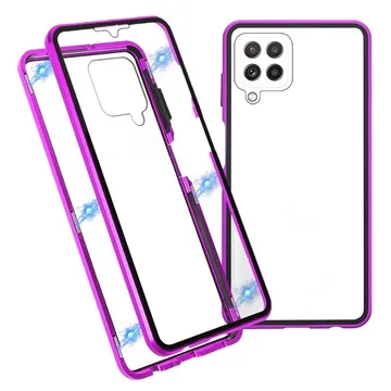 Samsung Galaxy A22 4G Magnetic Case with Tempered Glass - Purple