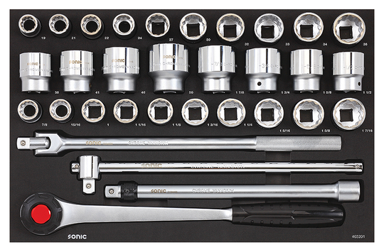 Sonic Socket Set 3/4", Metrish and SAE 32 Piece 403201