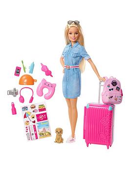 Barbie Doll Travel Set With Puppy And Accessories