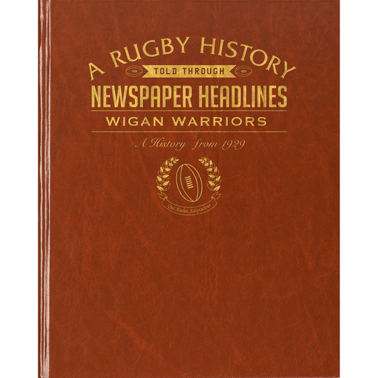 Wigan Warriors Rugby Newspaper Book - Brown Leatherette