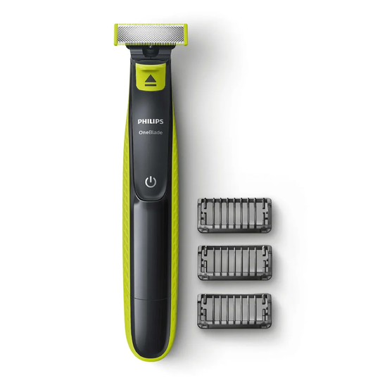 Philips QP2520/25 OneBlade Face Electric Trimmer with 3 Combs - Black/Green