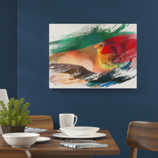 'Robin Bird Blurred Background' Graphic Art Print Poster