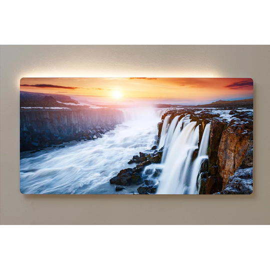 Backlight Motif Wall Picture Waterfall Sunset Magnetic Cork Board