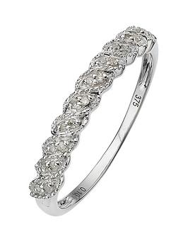 Love DIAMOND 9 Carat White Gold Diamond Half Eternity Ring, Size K, Women