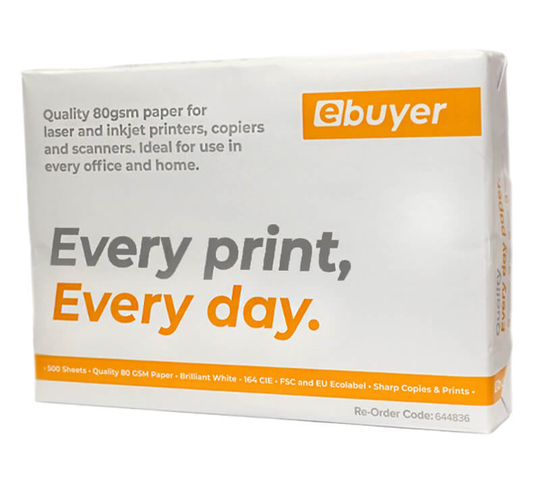 Ebuyer Everyday 80gsm A4 Printer Paper - 500 Sheets