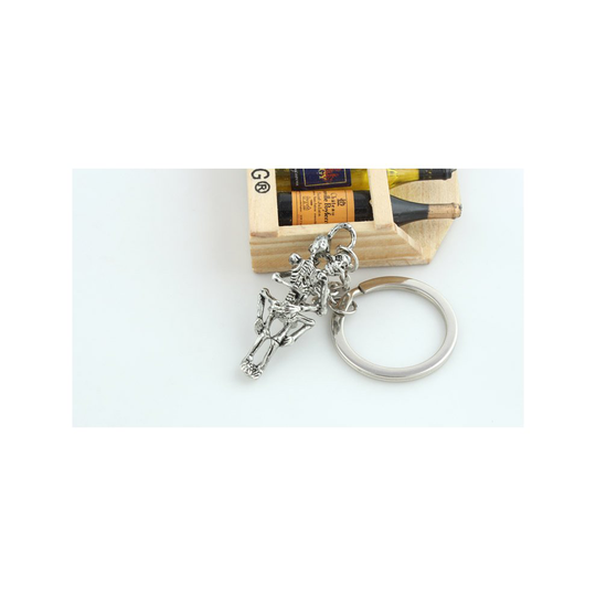 Hugging Skeletons Metal Keyring