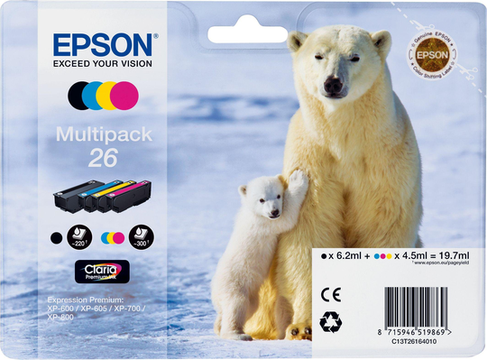 Epson 26 Polar Bear Ink Cartridges - Black & Colour