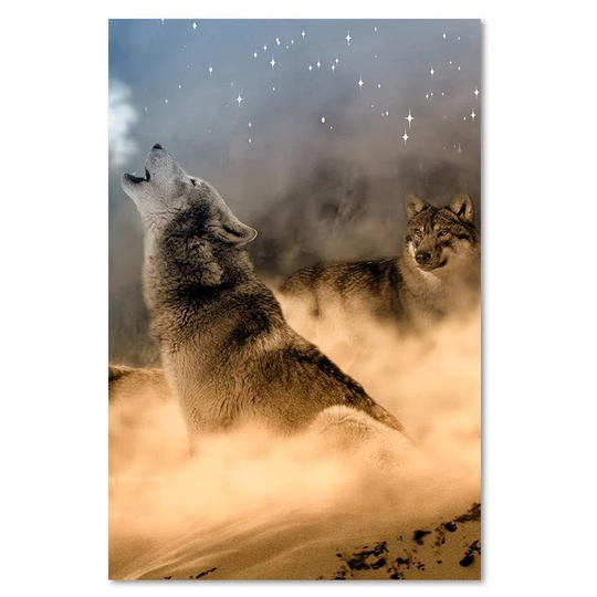 Canvas Print Wolf Fog Animals Nature