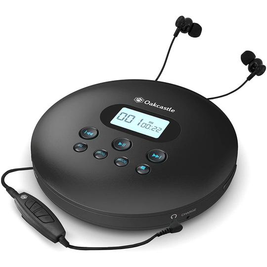 Oakcastle CD100 Portable Bluetooth CD Player - Black
