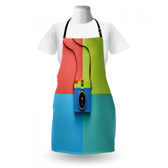 Film Camera on Colorful Backdrop Apron
