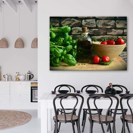 Canvas Print Herbs Oil Tomatoes