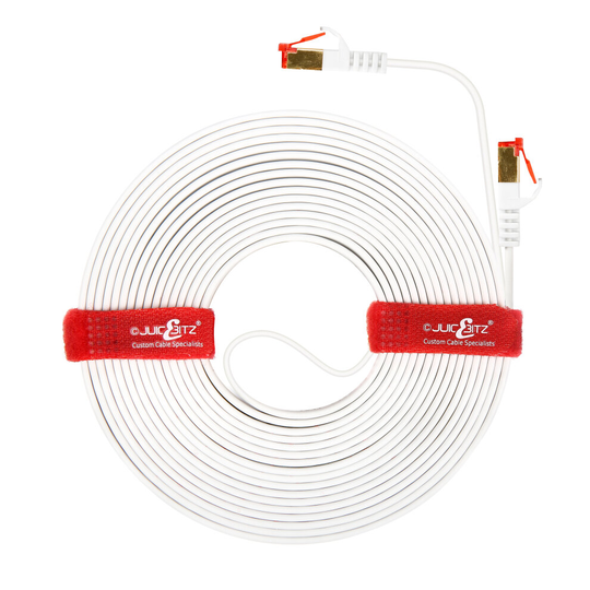 (4m, White) CAT7 Flat Gigabit Ethernet RJ45 LAN Patch Cable