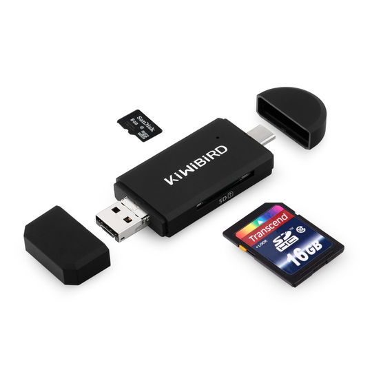 KiWiBiRD® USB Type C SD/Micro SD/TF Card Reader