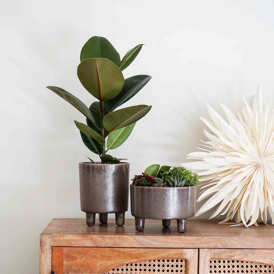 Ivyline Pisa Reactive Glaze Planter Mocha H19CM D16CM