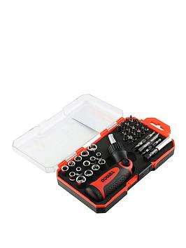 Timco Racheting Handle Screwdriver With Assorted Driver Bits And Hex Sockets
