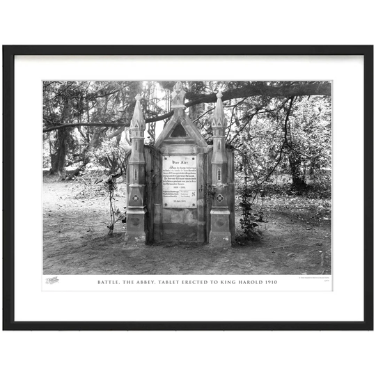 'Battle, the Abbey, Tablet Erected to King Harold 1910' by Francis Frith - Picture Frame Photograph Print on Paper