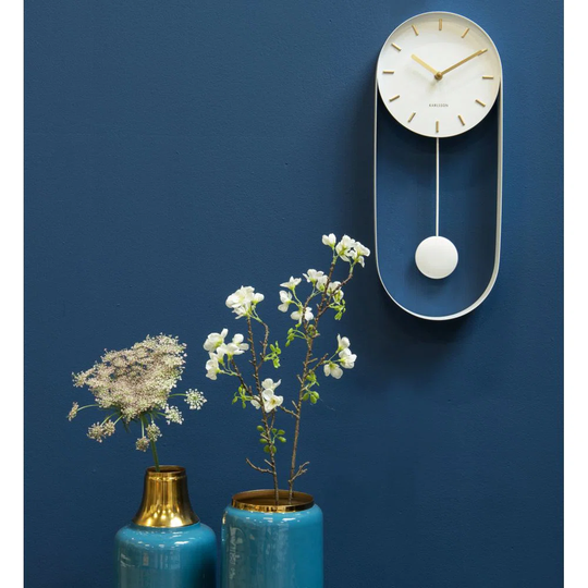 Pendulum Charm Metal Clock White