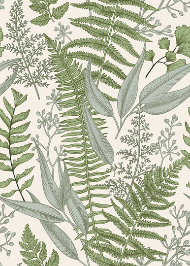 Walllpaper Roll 416X254cm Kitchen Livingroom Bedroom Mural Decoration Wallpaper Material With Print - Ferns Beige