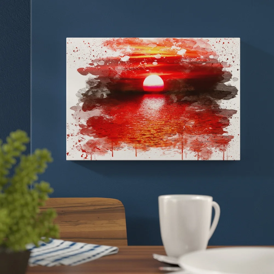 'Landscape Red Sunset' Graphic Art Print Poster