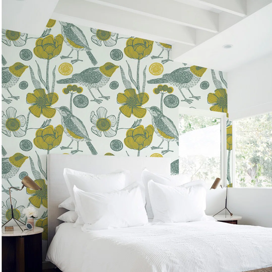 Ruybal Gardenbirds Floral Fairytale Pastel Wallpaper