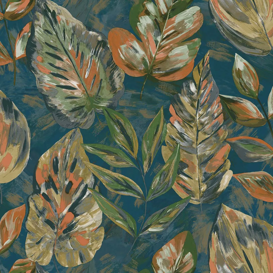Holden Decor Aralia Teal / Orange Wallpaper