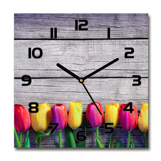 Hashley Tulips on the Wood Silent Wall Clock