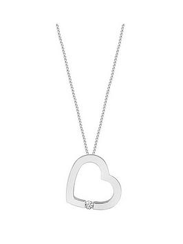 Love Diamond 9Ct White Gold Diamond Set Heart Pendant Necklace