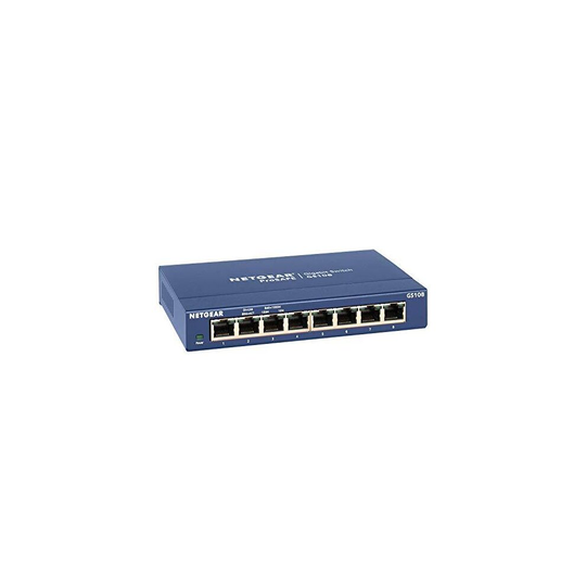 NETGEAR GS108 8-Port Gigabit Ethernet Network Switch, Hub, Internet Splitter, Desktop, and ProSAFE Lifetime Protection