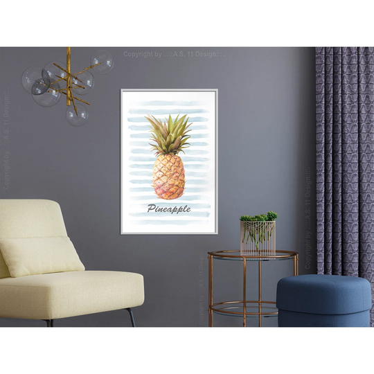 Poster - Pineapple On Striped Background