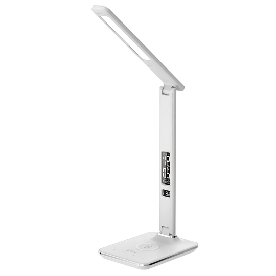Groov-e Ares Led Desk Lamp with Alarm Clock & Wireless Charging - White