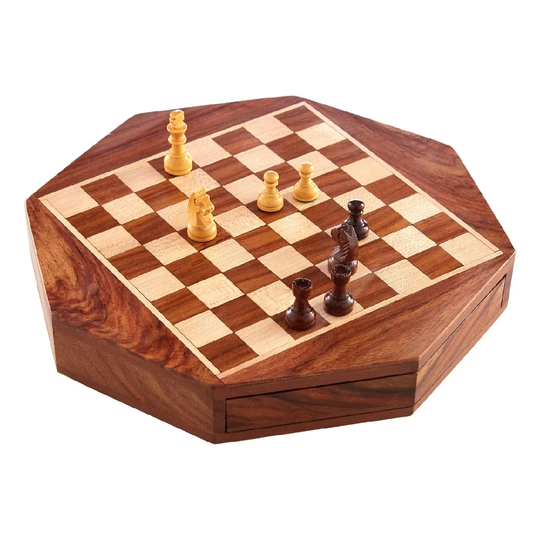 Premier Housewares Premier Churchill Games Octagonal Magnetic Chess - Natural Wood